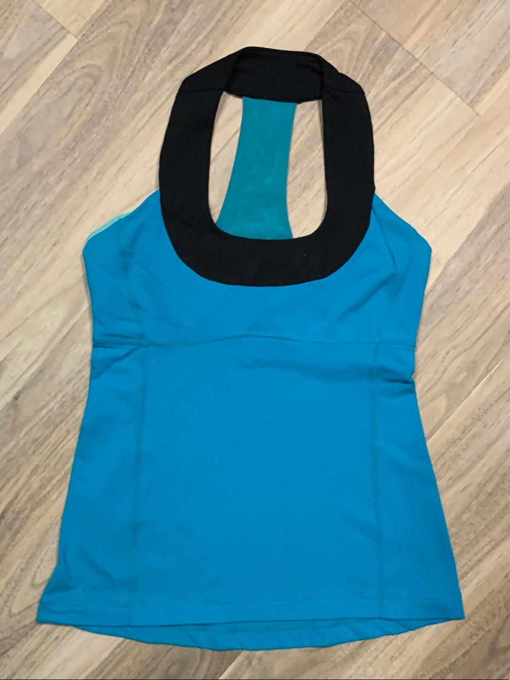 lululemon athletica Turquoise Halter Tank Top with Black Neckband